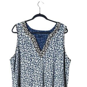 Lands' End Blue and White Midi Dress